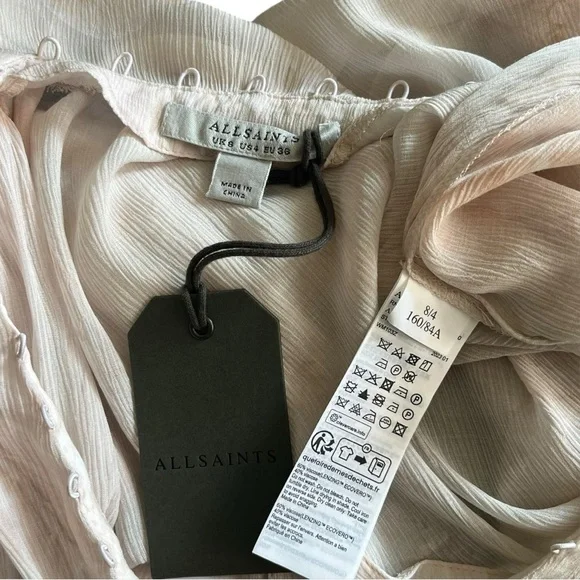 All Saints Light Pink Floral Sheer Loose Fitting Blouse NEW - Picture 8 of 8